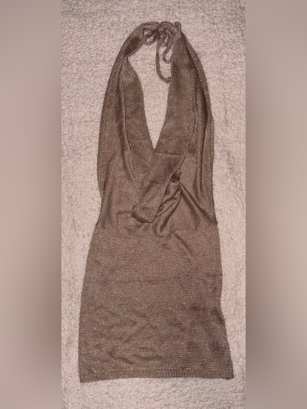 Sleeveless Metallic Knit Halter Dress